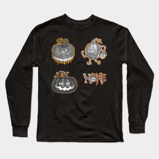 Halloween Grey Jack O' Lantern Sticker Pack Long Sleeve T-Shirt